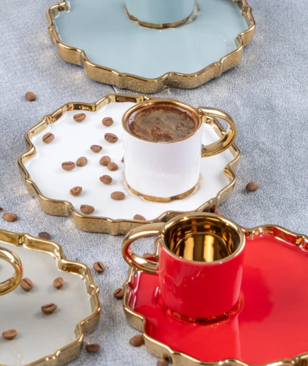 ACAR MARIGOLD Set de tasses à café en porcelaine 6 personnes 12 pièces – Image 3