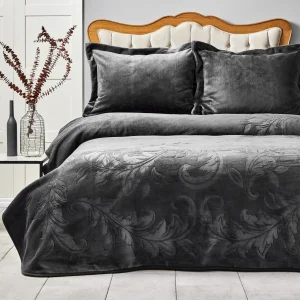 KARACA HOME MADELIN Set de couvre lit anthracite 2 personnes